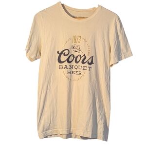 Coors Banquet Beer Cream T-Shirt Medium Brewery Collectible Casual Grunge